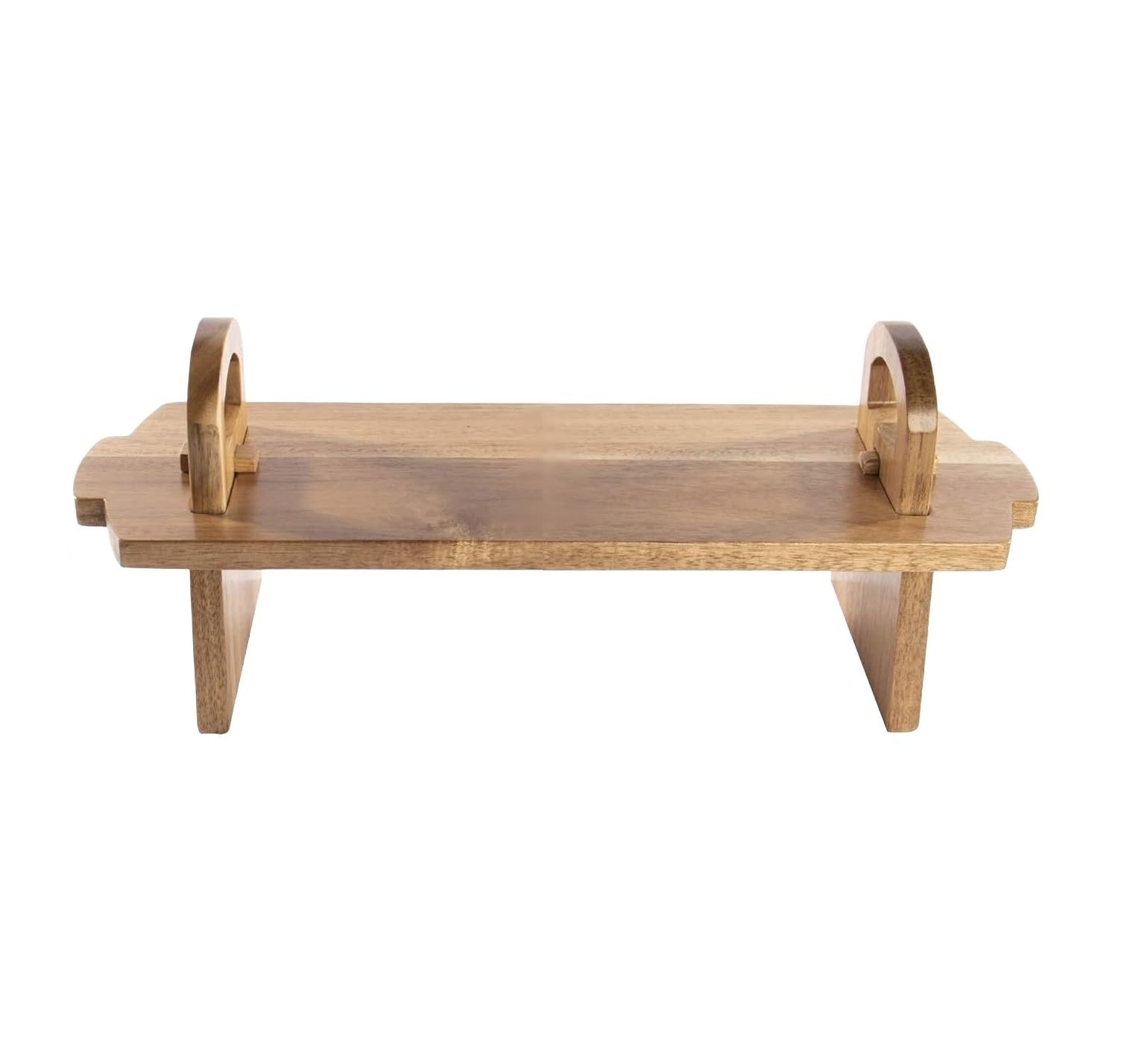 B&Q -  Acacia Wood Raised Serving Platter Cake Stand & Charcuterie Board Wooden Display Afternoon Tea Serving PlatterSmall