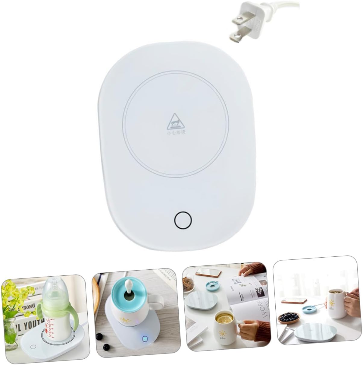 1Pc Beverage Warmer Pad Constant Temperature Cup Heater Splash Design Tempered Panel Intelligent Power Saving for Office Home