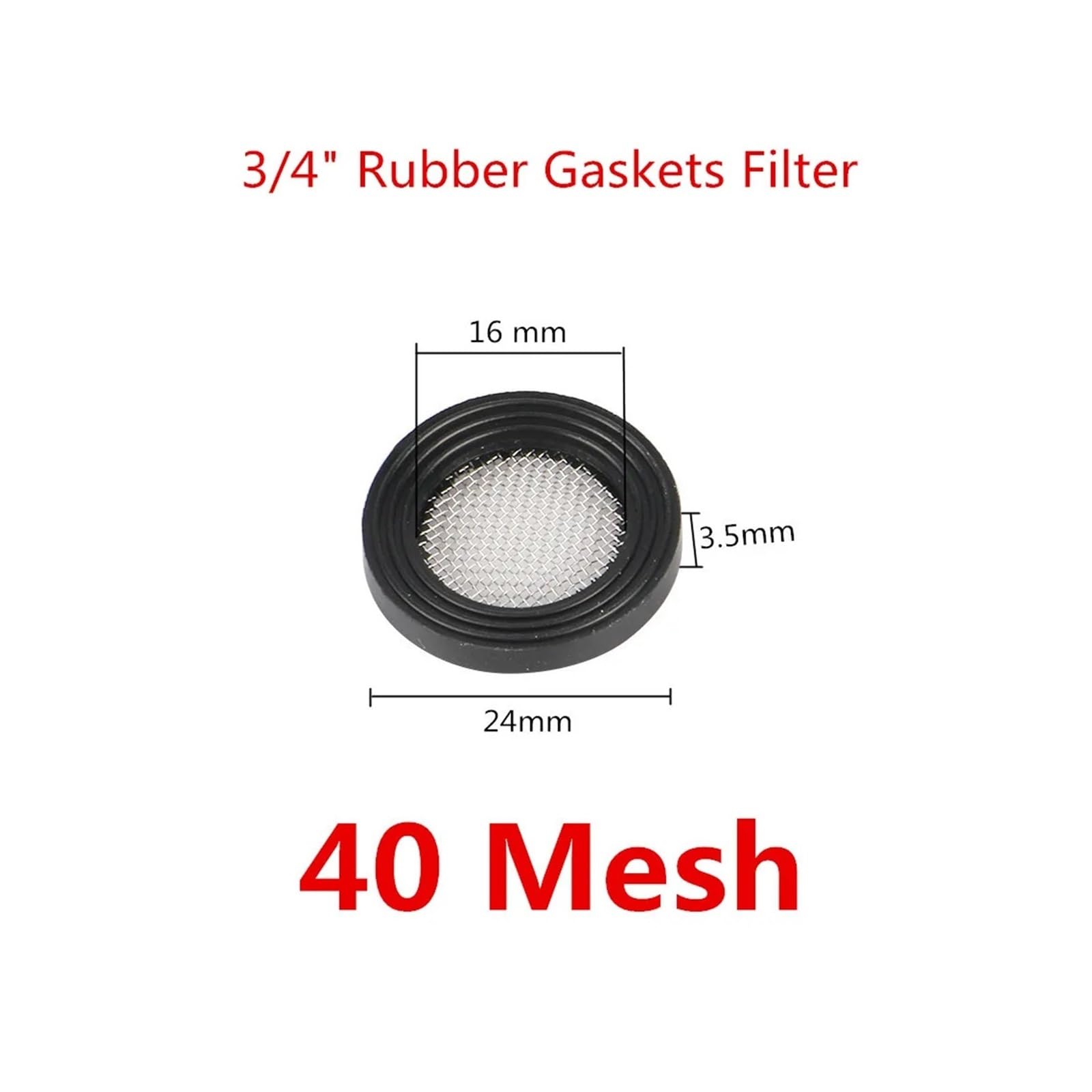 6 Stück Gummidichtungen Mit 40 Mesh Netzfilter Wasserschlauch Dichtung O-Ring Unterlegscheiben Duschkopf Einlassrohr Wasserhahn Ersatzteil(24mm Filter)