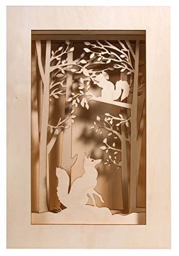 Rayher Shadow Box Building Kit with 3D Forest Scenery, DIY Wood Craft Set, 15 slot-together Pieces, 20x30x6.6cm