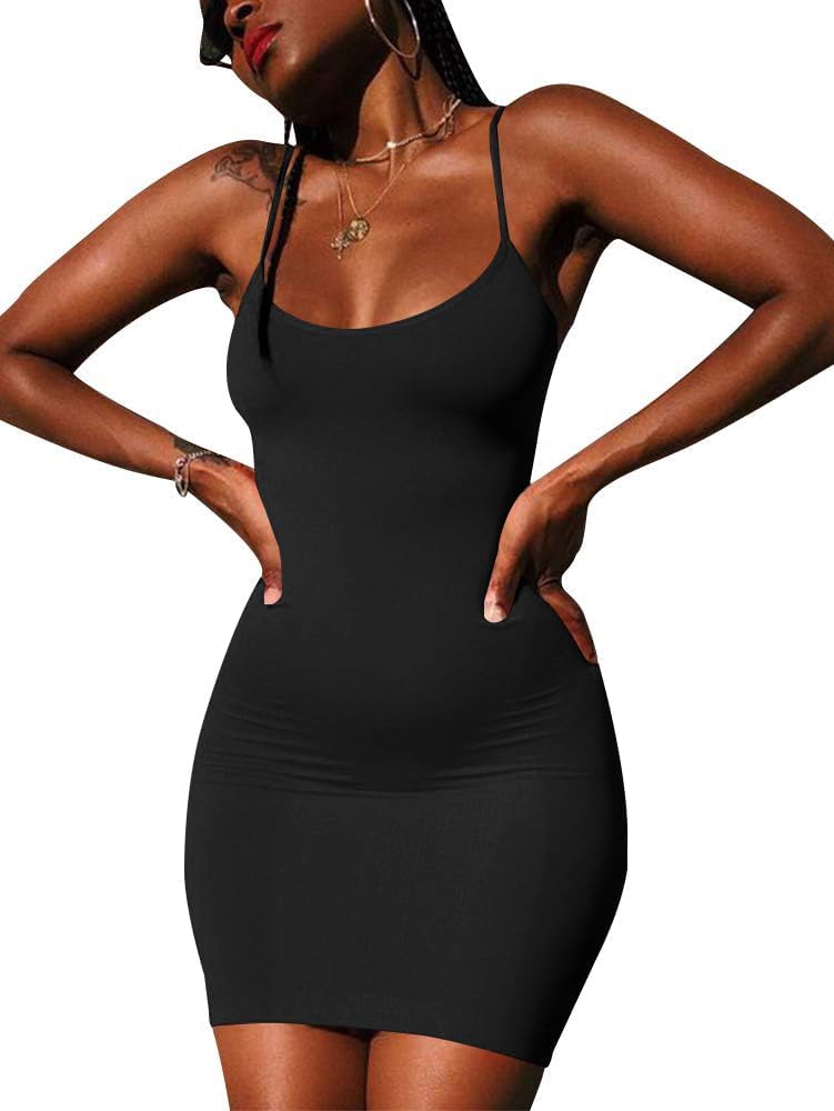 Nimsruc Women Sexy Bodycon Mini Dress Summer Short Backless Spaghetti Strap Dresses - Image 3
