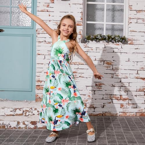 Perfashion Girl's Maxi Long Dress Summer Casual Spaghetti Strap Sleeveless A Line Side Cutouts Sundress for 6-15 Years3