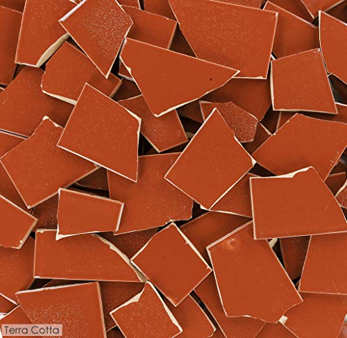 5 Pounds of Broken Talavera Mexican Ceramic Tile in Terra Cotta Solid Color