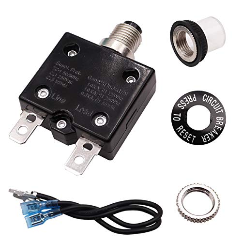 Tnisesm 3A Push Button Circuit Breaker 125/250V Ac 50V Dc, L1 Series Manual Reset Thermal Circuit Breaker With 19Cm Wire Leads, 6.3Mm Female Spade Terminals And Waterproof Button Transparent Cap #TOP1