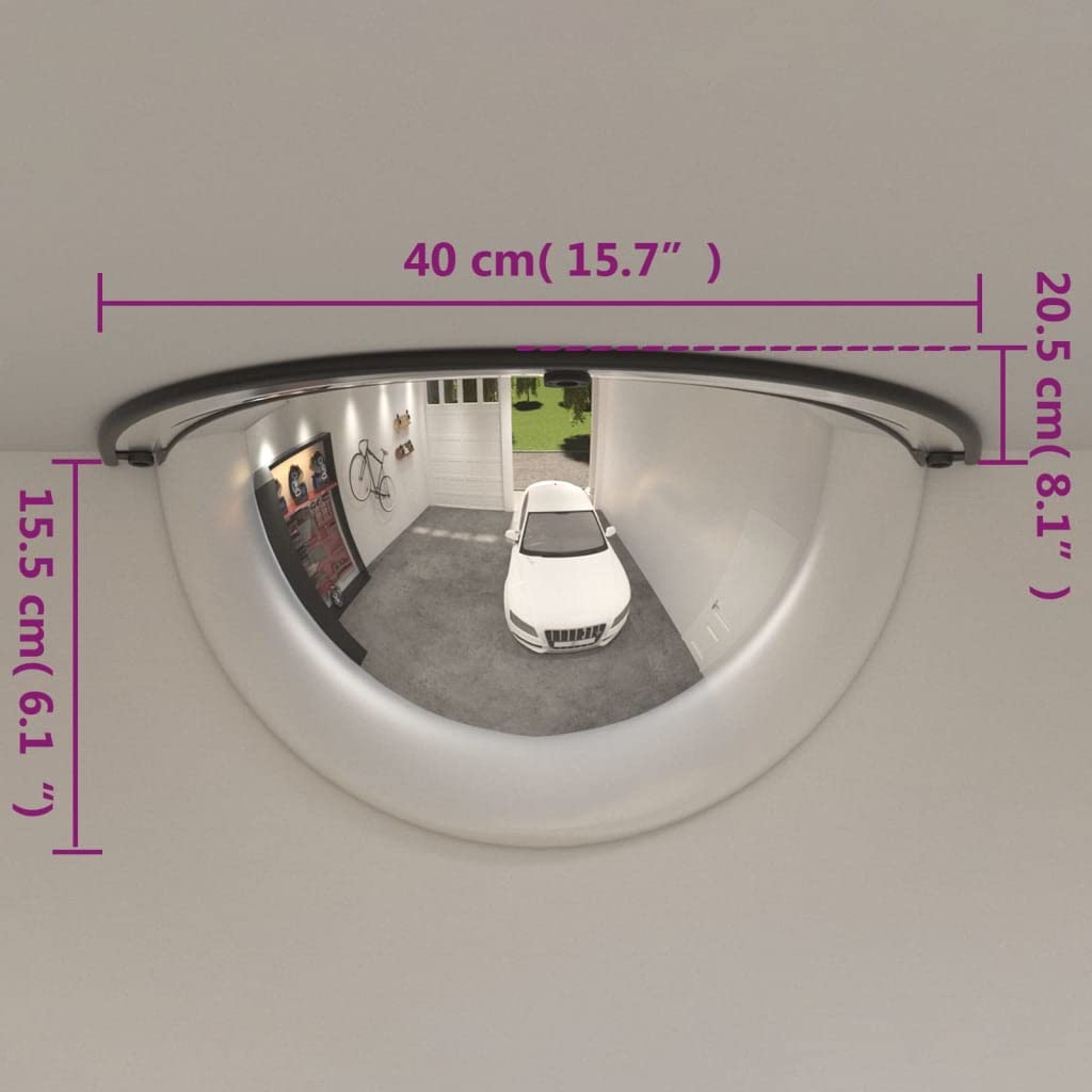 vidaXL 2x Espejos de Tráfico Mitad Combada Señal Automóvil Garaje Taller Entrada Coche Vehículos Carretera Transportación Acrílico Ø40 cm