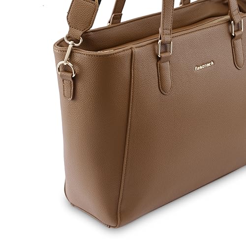 Image of Fastrack 15 inch Laptop Tote | Faux-Leather Women's Handbags | 15 inch Laptop Tote for Workwear and College, Brown