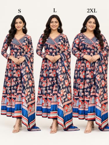 Image of Leriya Fashion Kurta Sets for Woman | Printed Jaipuri Ajrakh Kurta Set With Dupatta for Women | Kurti Set for Woman | Anarkali Suit for Women | Traditional Anarkali Salwar Suit for Party Outfits Kurtis