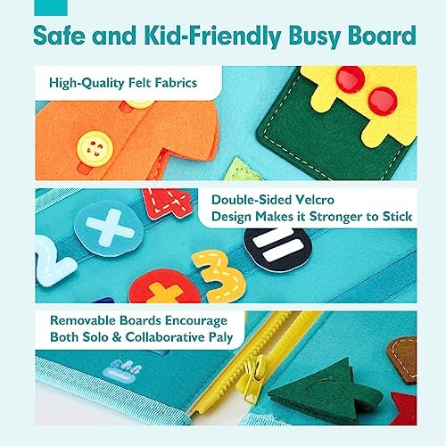 hahaland Toddler Busy Board - Toddler Montessori Toys for 1 2 3 Year Old Boys Girls, Montessori Busy Board for Toddlers 1 2-4 Year Old, Educational Learning Toys Gifts for Boys Girls (Farm) 5 513JKIfw eL. AC