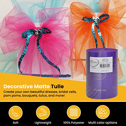 Image of Expo International Decorative Matte Tulle Spool of 6 inch X 100 yards | Purple