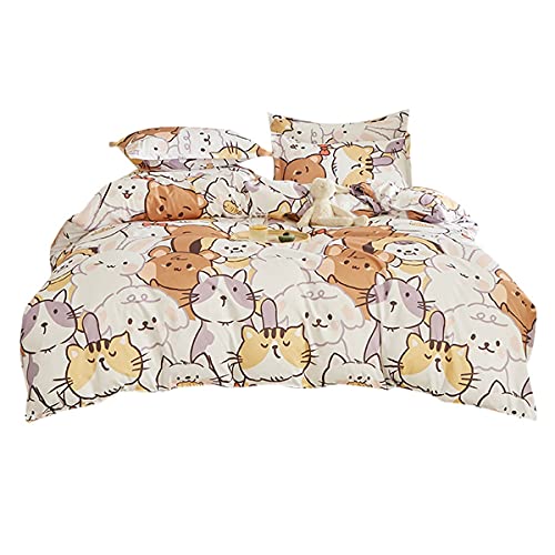 Miniatura 7 de Juego De Funda De Edredón Para Niños Y Niñas,King,Gatito De Lindos Y Perro,Juego De Cama Con Reversible Para Niños,Mascotas,Gatos,Perros,Cremallera