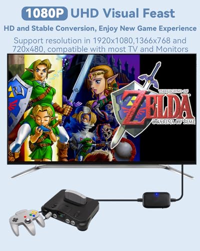 Herfair Adaptador HDMI N64 para HDMI Gamecube Cabo Link HD para N64 1080P Qualidade de Imagem Upscal