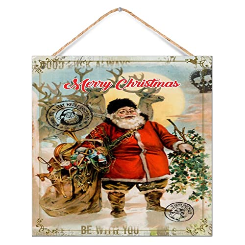 Père Noël ancien décoration murale en bois rustique pour réchauffer l'ambiance du bureau