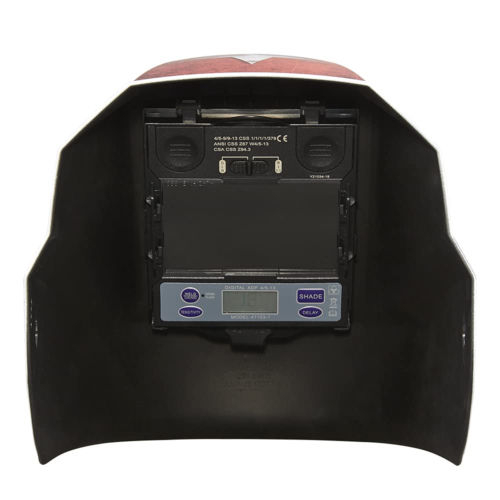 Jackson Safety Premium Auto Darkening Welding Helmet 4/5-13 Shade Range, 1/1/1/1 Optical Clarity, 1/25,000 sec. Response Time, 370 Speed Dial Headgear, Freedom Graphics, Red/White/Blue, 47103 - - 