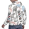 MUSM Barber Shop Monochrome Style Print Men'S Hood... #3