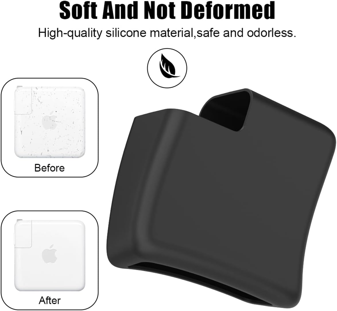 70W Soft Silicone Charger Protector Case Cover for Apple MacBook Air 13.6 inch M3 M2 2022 2023 2024 Air 15 M3 M2, 70W Power Adapter Cover for MacBook Pro 14 inch M3 2023, Black - Image 5