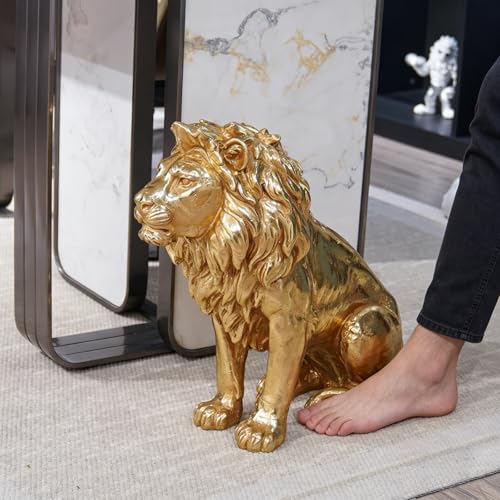 Estatua de León Dorado 20 pulgadas Decorativa miniatura 5