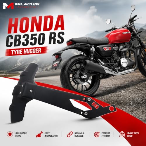 Image of Rear Tyre Hugger Compatible with Honda CB350 RS Superior Protection with Stylish Design Reflector Splash Guard with Primium Lazer Cut Mudguard (Matte Black)