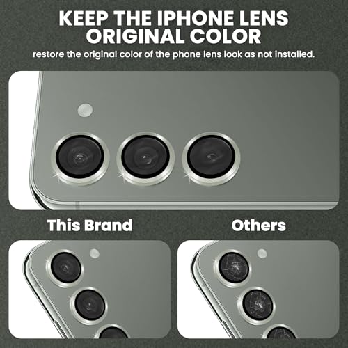 Image of ArmourPro Premium Camera Lens Tempered Glass for Samsung Galaxy S23 FE and Samsung S24 Tough HD Individual Aluminum Alloy Rings 9H Camera Cover, Scratch-Resistant,Camera Lens Protection| Green, 1 Pack