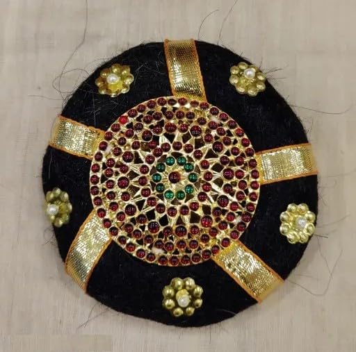 Bharatanatyam Hair Band Accessories Ring Jewellery Rakodi Hair Bun Ring Set Satin Ribbon.Classical Dance Jewellery Red And Green Stone Rakodi .(AD:0027)