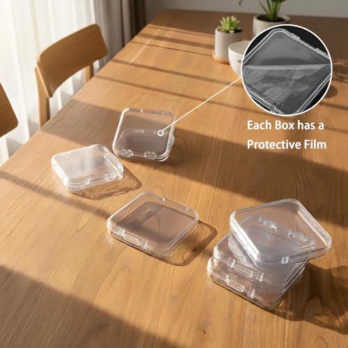 Image of 12 Pcs Press on Nail Storage Box with 60 Pcs Double Sided Adhesive Tapes, Nail Packaging Boxes Fake Nail Display Case Crystal Clear Nail Storage Box with Gift Box for Nail Art Business Nail Salon