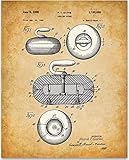 Curling Stone Art Print - 11x14 Unframed Patent Print - Great Room Decor or Gift for Curling Enthusiasts