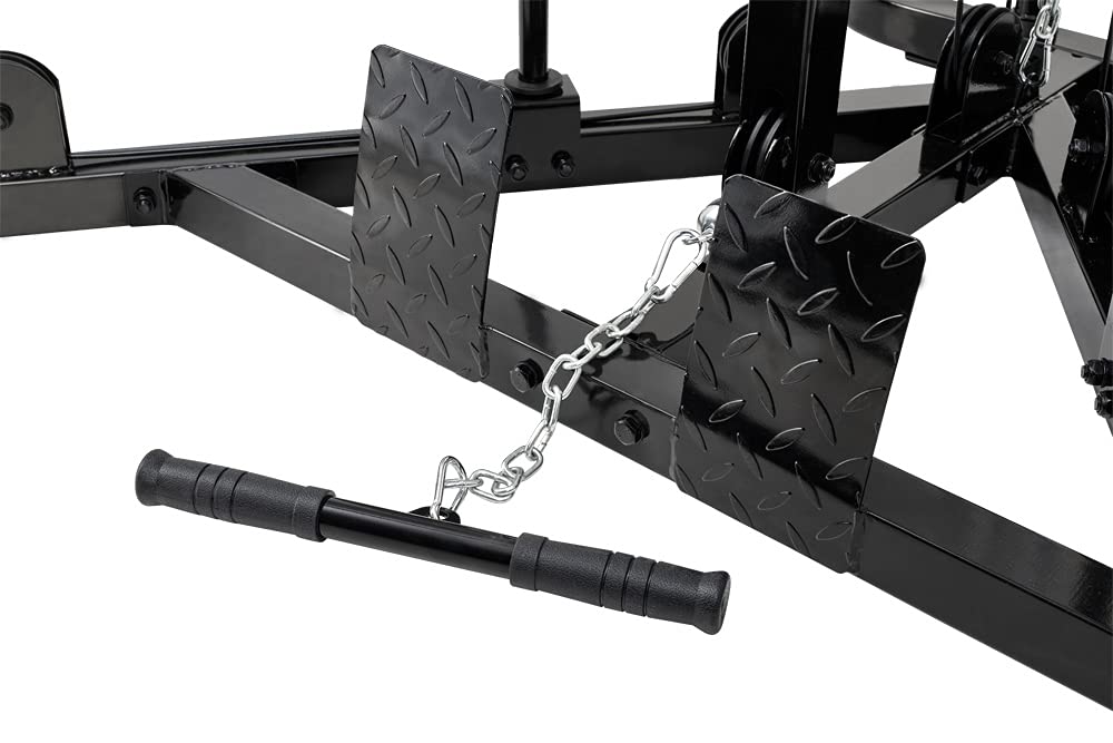 Bad Company Kabelzugstation mit umfangreichem Zubehör für unterschiedliche Griff-Aufsätze I Kompakte Cross-Over Kabelzugbrücke inkl. Klimmzugstange für das Homegym I BCA-138