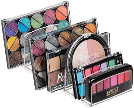 mDesign Makeup Organiser - Set of 2 - Ideal Makeup Storage Solution With 5 Compartments - Storage for Makeup, Palettes and Other Items - Clear