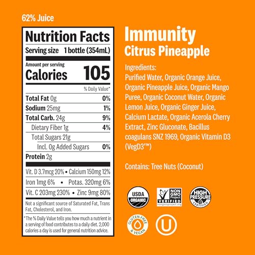 Image of Suja Organic Juice Variety Pack | 6 Mighty Dozen, 6 Ginger Love, and 6 Citrus Immunity | Plant-Based & Gluten-Free (12 fl oz, Pack of 18 total)
