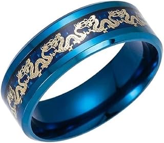 [AiO JAPAN] ステンレス ブルー 龍 竜 ドラゴン 幸運 風水 指輪 シンプル お洒落アイテム