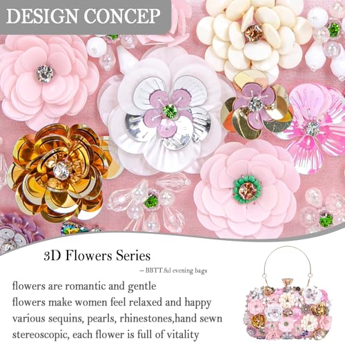 Image of BBTT.ful Women Clutches Flower Evening Handbag Chain Strap Shoulder Bag handbag Wedding bag purse