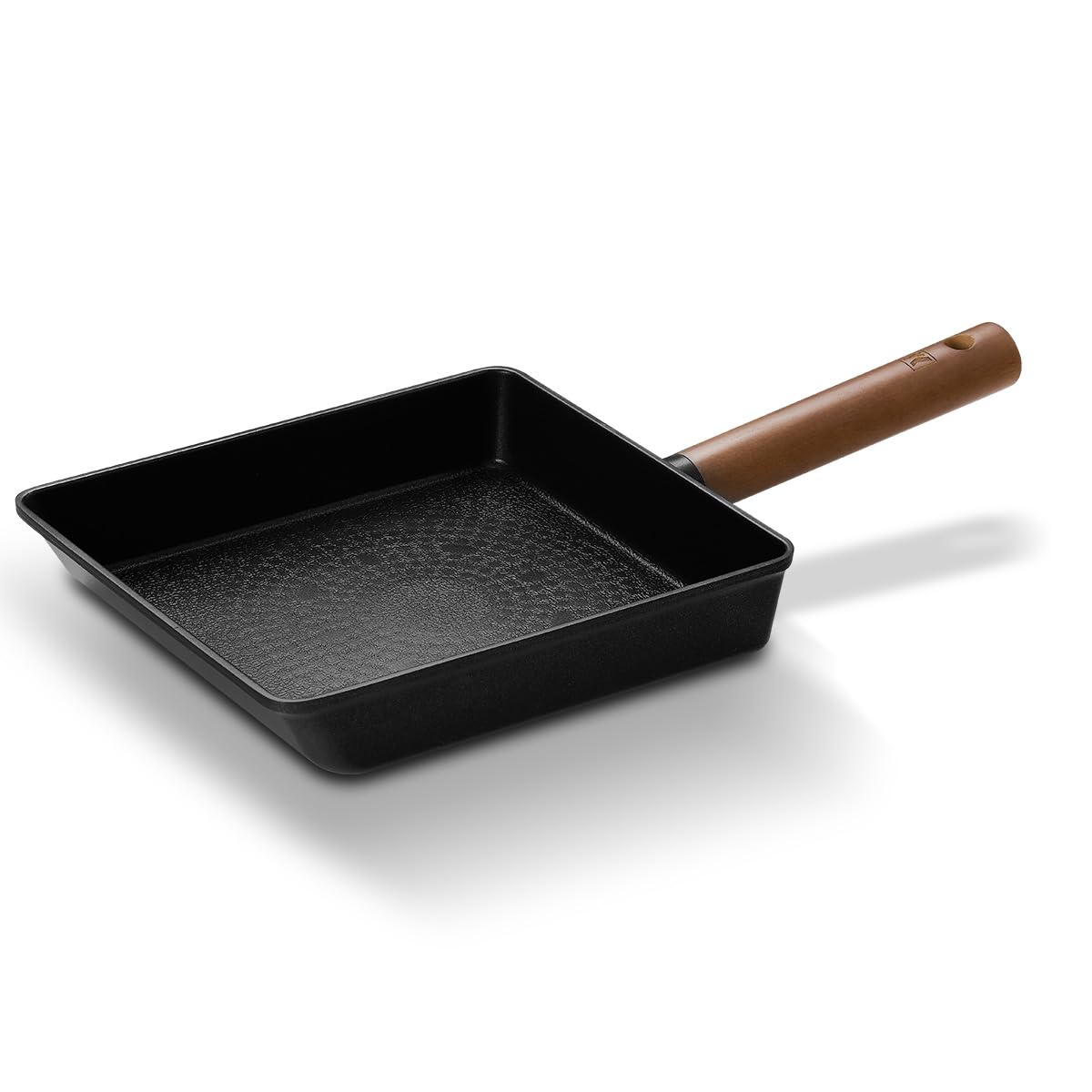 Rectangular Aluminum Frying Pan, Small Skillet with Titanium Coated Non-Stick Surface, 7-Layer Coating, Zelkova Wooden Handle, Made in Korea, Omelet Pan (15.75" L x 7.87" W x 1.57" H)