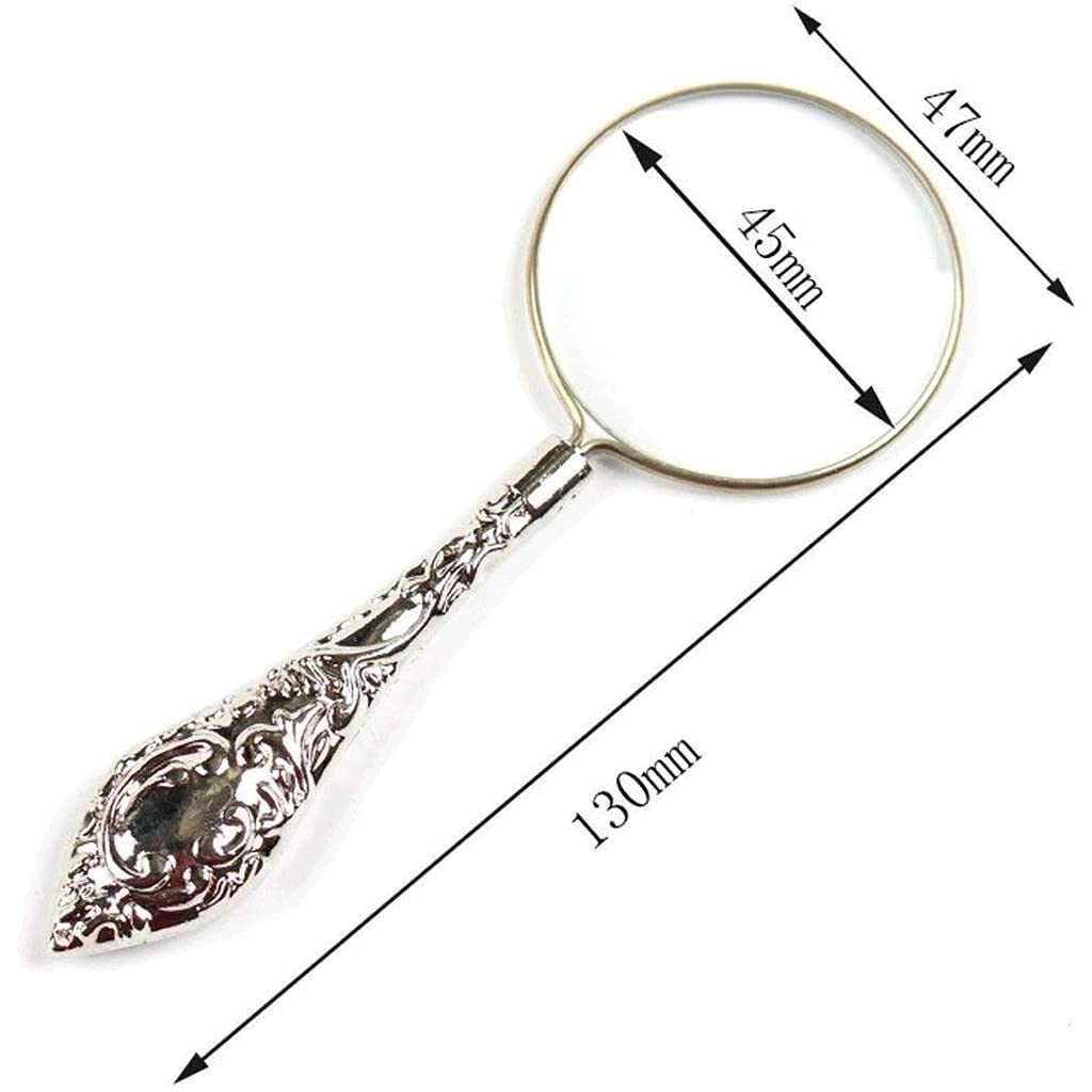Lente d'Ingrandimento Retro Dinastia Qing Repubblica Cinese Lente d'Ingrandimento Maniglia Lente d'Ingrandimento in Metallo Argento