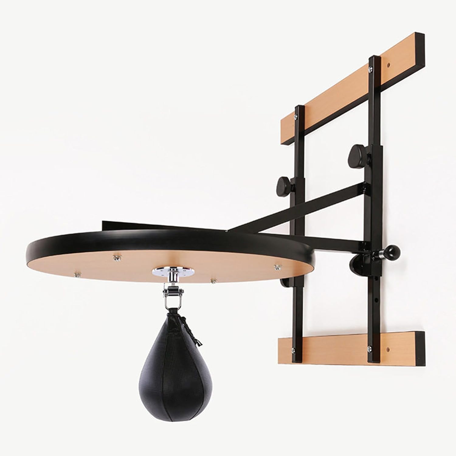 Wall-Mounted Punching Ball with Stand/Ball, Adjustable Speed Bag Platform, Height Adjustment 0-20cm, 360° Rotation Bearing, 3.8 Cm Wooden Board, for Home Gym Boxing Training