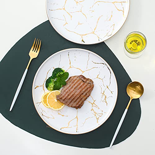 Sanyannis Ceramic Dinner Plates Set For 4,8 Inch Nordic Style Marble Gold Inlay Dinner Plates, Microwave、Oven And Dishwasher Safe -4 Pack #TOP5