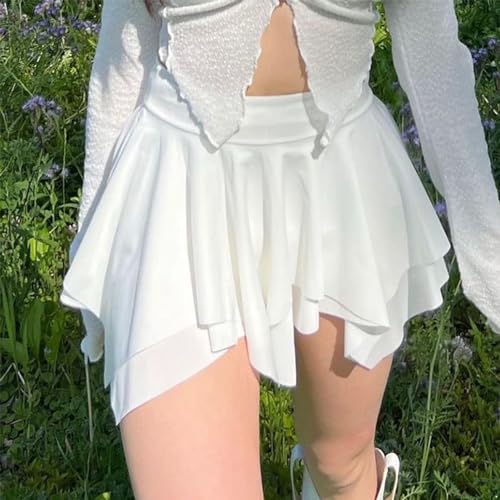 Womens Low Waist Mini Skirts Asymmetrical Cute Hem Short Skirt for Rave Party Clubwear2