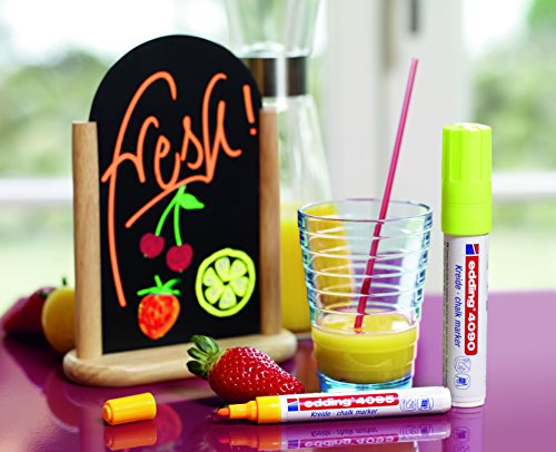 edding 4090 Kreidemarker - schwarz - 1 Kreidestift - Keilspitze 4-15 mm - breiter Kreidestift für Tafel abwischbar - zum Beschriften von Fenster, Glas, Spiegel - Tafelstift mit deckenden Farben