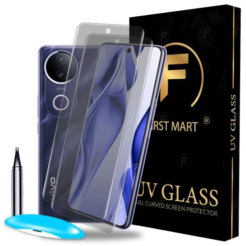 Image of FIRST MART Matte UV Tempered Glass for Vivo V50e and Vivo V50 5G, 2 Pack | Anti-Glare Curved Screen Protector, 9H Scratch Resistant, Fingerprint Compatible, Case-Friendly