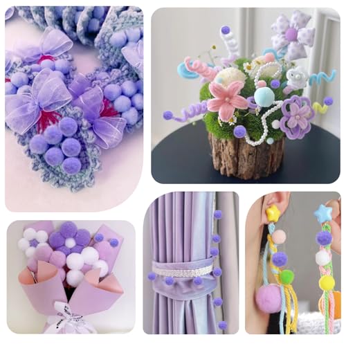 Miniatura 6 de Toaob 300 Piezas Pompones Grandes De Morado Claro De 10 Mm Bolas De Fieltro Pompones Para Decoraciones Manualidades Creativas Y Decoraciones Bricolaje