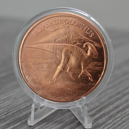 Image of Parasaurolophus Dinosaur - 1 oz Pure .999 Copper Round Collecticble 39mm Challenge Coin in Capsule - COA by Heavenly Metals