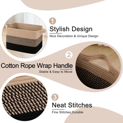 image for OIAHOMY Storage Basket for Shelves, Woven Cotton Rope Baskets for orga