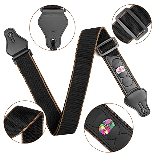 XIAPAI Sangle Guitare, Sangle de Guitare Réglable, Coton Sangle de Guitare con 3 Emplacements pour médiators, pour… - Les Beatles, Paul McCartney, John Lennon, RIngo Starr, George Harrison XIAPAI Sangle Guitare, Sangle de Guitare Réglable, Coton Sangle de Guitare con 3 Emplacements pour médiators, pour… – Image 3