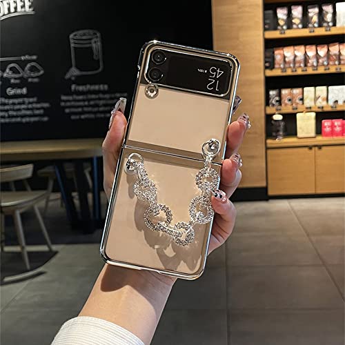 Coque en strass luxe pour Samsung Z Flip 4 avec bracelet chic pailleté