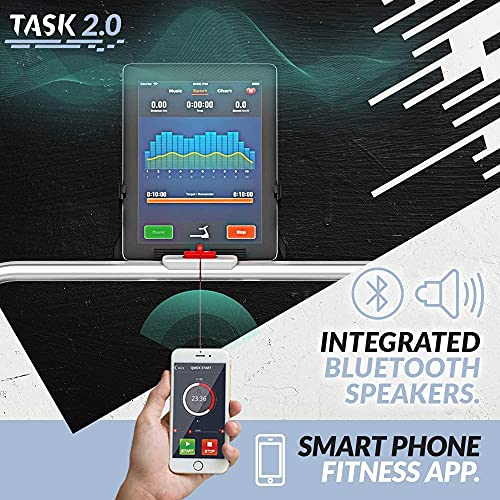Bluefin Fitness Task 2.0 2-in-1 Folding Under Desk Treadmill | Home Gym Office Walking Pad | 8 Km/h | Joint Protection Tech | Smartphone App | Bluetooth Speaker | Compact Walking/Running Machine