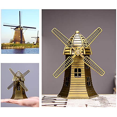 Gift_Source Vintage Bronze Alloy Metal Sculpture, World Famous Landmark Building Model Statue Replica Statues Collectible Figurine Desktop Decoration For Home Décor, Dutch Windmill Model Statue #TOP2