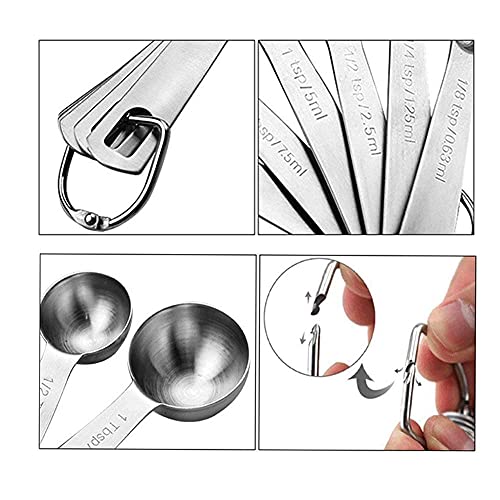 ZEACCT 6 Stuks roestvrijstalen maatlepels Set, Maatlepelset measuring cups RVS Maatlepels Stapelbare Theelepels En Eetlepels Voor Droge Vloeistof Maatlepelset Meten Lepel - Image 6
