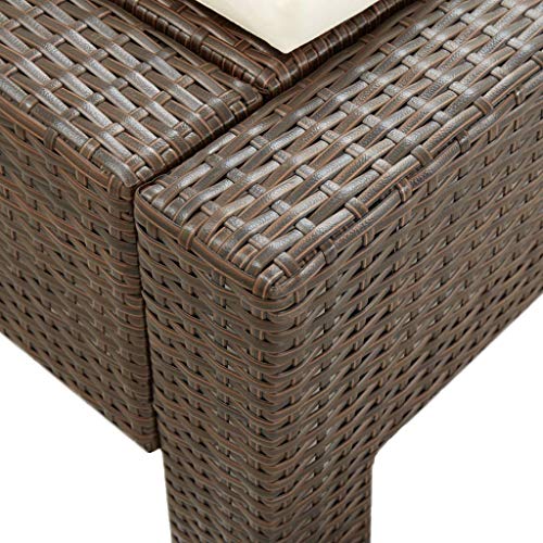Transat à 2 places en résine tressée marron avec coussin confortable - 7
