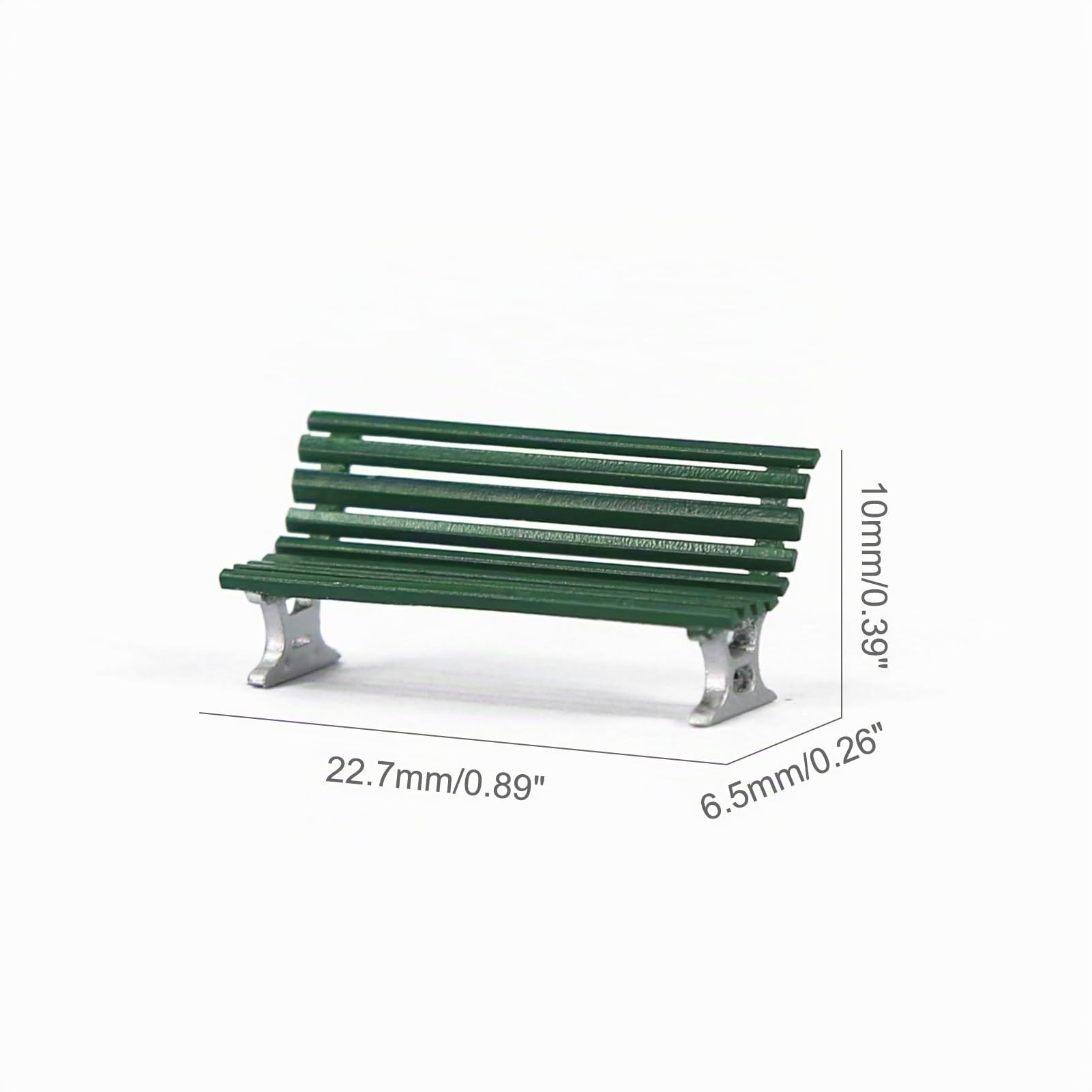Evemodel 12 panchine modello in scala 1:87 per traccia H0 per il tempo libero sedia bonsai decorazione (A verde con argento)