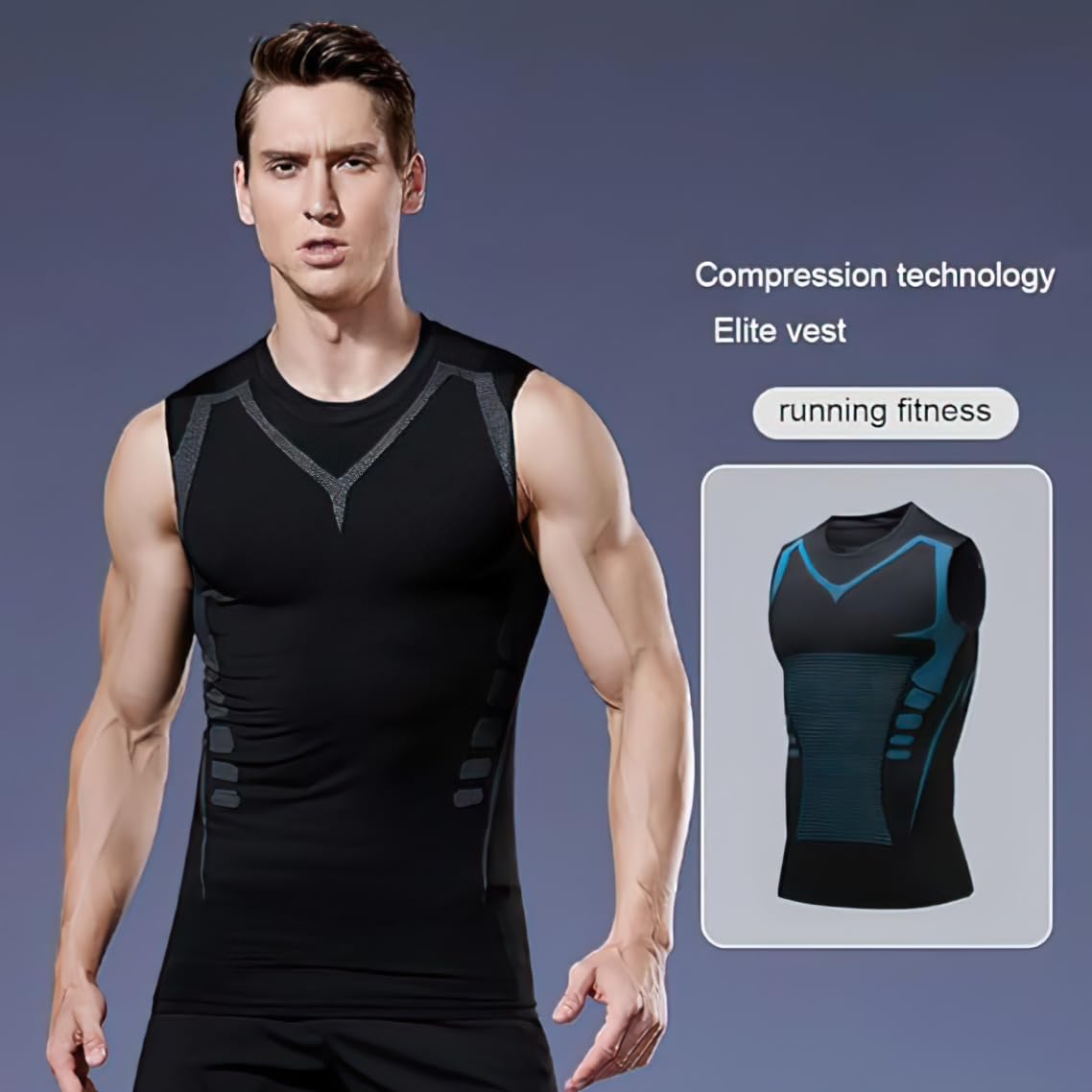 Chemise sans Manches façonnante ionique, Débardeur de Compression pour façonner Votre Corps, Gilet Gainant ionique pour Hommes
