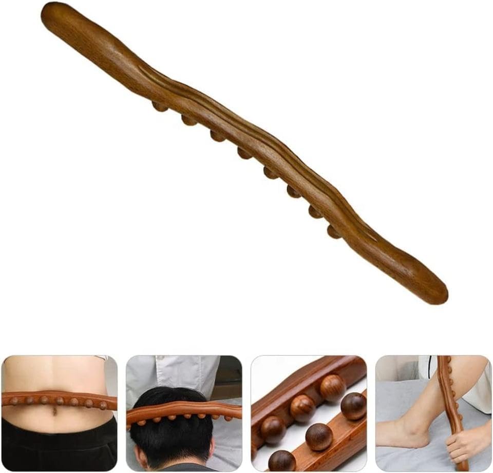 Acupression Wooden Gua Sha Massage Tool, Long Roller Stick with Non Slip Scraping for Anti Cellulite, Body Shaper, Relieving Backache, Headache, Dizziness Leg, wooden massage sticks 1