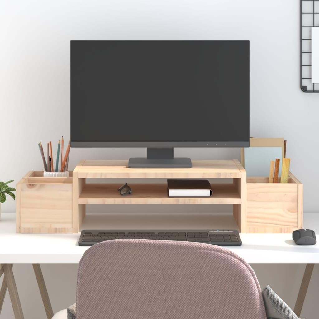 vidaXL Monitorstandaard 42x24x13 cm bewerkt hout betongrijs